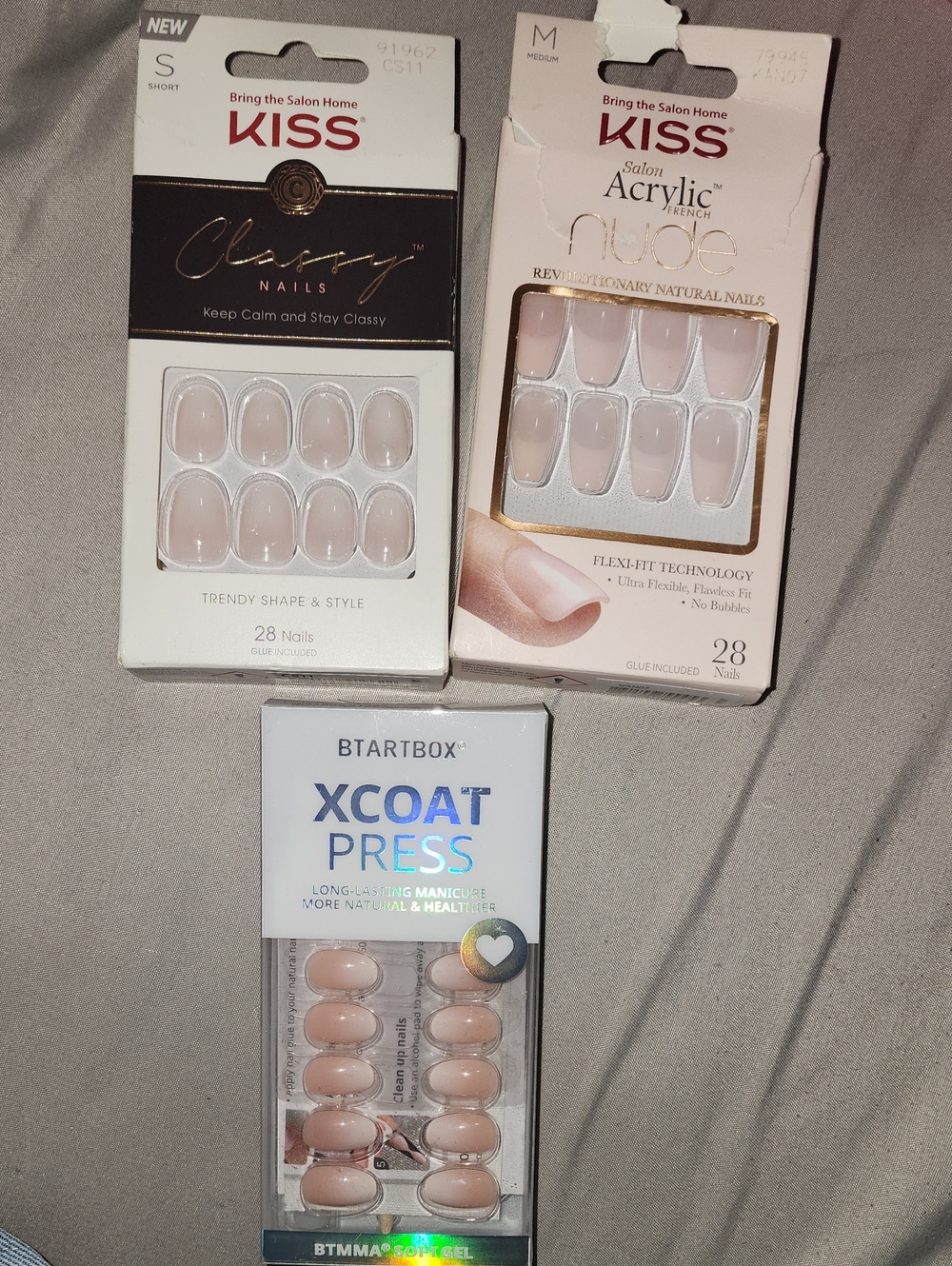 Kiss Nude & Light Pink Press-On Nails Pack (3 Sets)